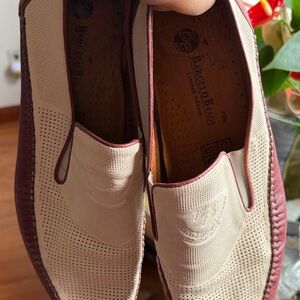 Men's Beige and Burgundy Loafers